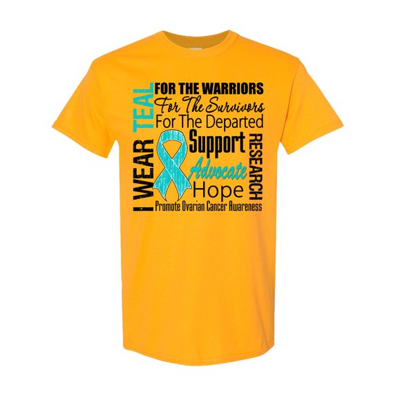 Inktastic Ovarian Cancer I Wear Teal Ribbon Tribute T-Shirt