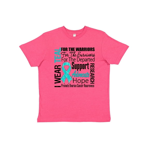 Inktastic Ovarian Cancer I Wear Teal Ribbon Tribute Youth T-Shirt