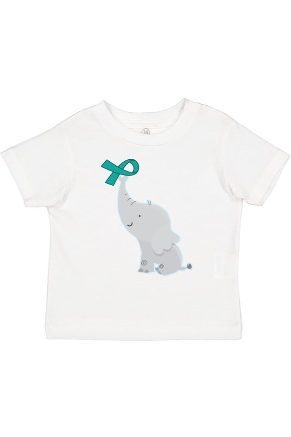 Ovarian Cancer PCOS Teal Ribbon Awareness Boys or Girls Toddler T-Shirt