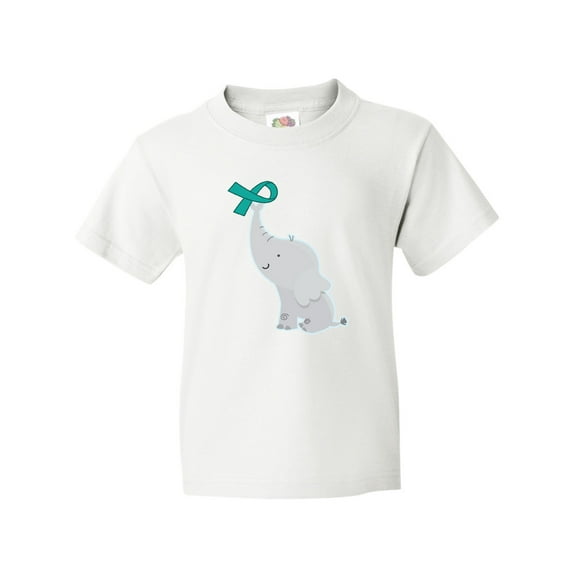 Inktastic Ovarian Cancer PCOS Teal Ribbon Awareness Youth T-Shirt