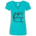 thumbnail image 1 of Inktastic Ovarian Cancer Survivor Butterfly Ribbon Women's V-Neck T-Shirt, 1 of 5