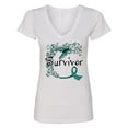 thumbnail image 1 of Inktastic Ovarian Cancer Survivor Butterfly Ribbon Women's V-Neck T-Shirt, 1 of 5