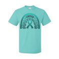 thumbnail image 1 of Inktastic Ovarian Cancer Survivor Teal Ribbon Rainbow T-Shirt, 1 of 5