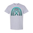 thumbnail image 1 of Inktastic Ovarian Cancer Survivor Teal Ribbon Rainbow T-Shirt, 1 of 5