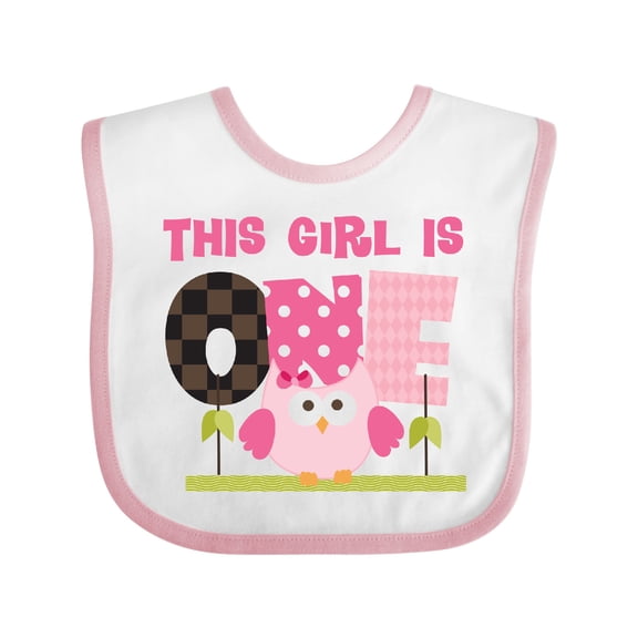 Inktastic Owl 1st Birthday Cute 1 Year Old Girl Girls Baby Bib