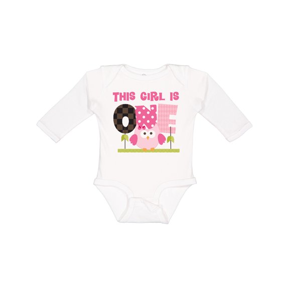 Inktastic Owl 1st Birthday Cute 1 Year Old Girl Girls Long Sleeve Baby Bodysuit