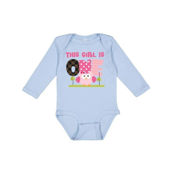 Inktastic Owl 1st Birthday Cute 1 Year Old Girl Girls Long Sleeve Baby Bodysuit