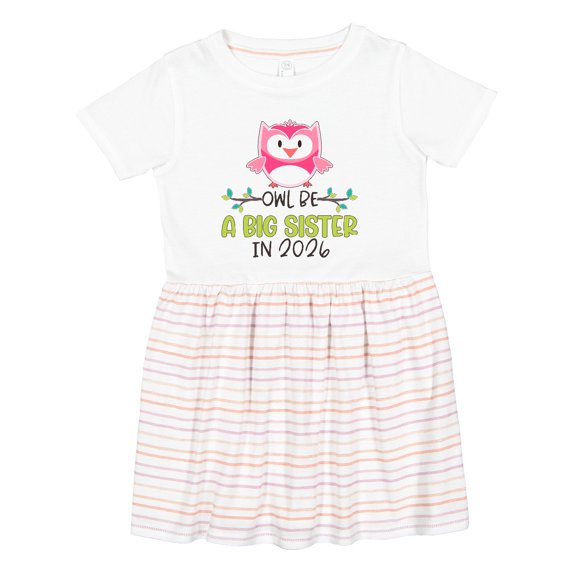 Inktastic Owl Be a Big Sister in 2026 Girls Toddler Dress
