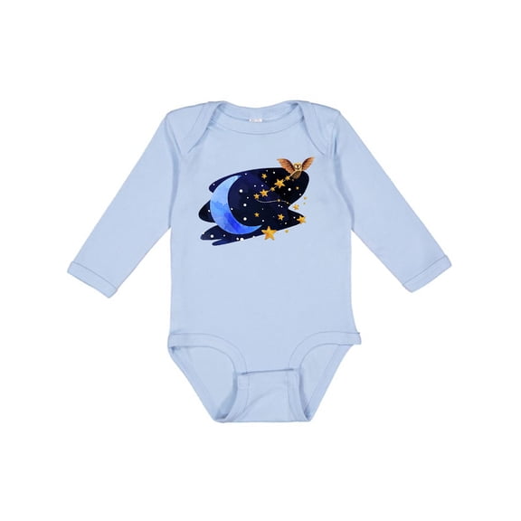 Inktastic Owl Decorating the Night with Moon and Stars Boys or Girls Long Sleeve Baby Bodysuit