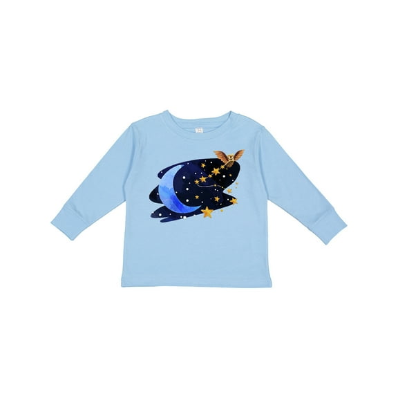 Inktastic Owl Decorating the Night with Moon and Stars Boys or Girls Long Sleeve Toddler T-Shirt