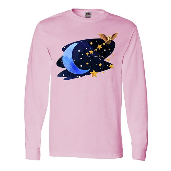 Inktastic Owl Decorating the Night with Moon and Stars Long Sleeve T-Shirt