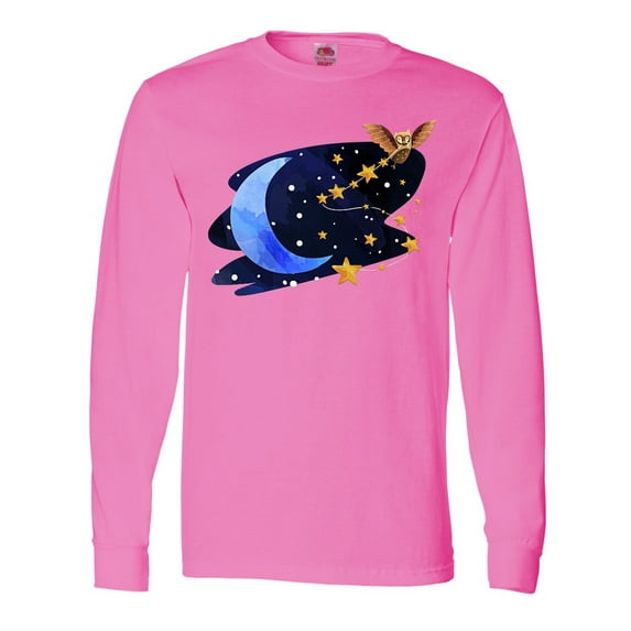 Inktastic Owl Decorating the Night with Moon and Stars Long Sleeve T-Shirt