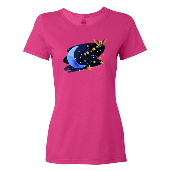 Inktastic Owl Decorating the Night with Moon and Stars Women's T-Shirt