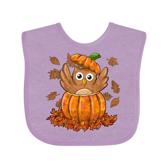 Inktastic Owl in a Pumpkin- Cute for Halloween and Thanksgiving Boys or Girls Baby Bib