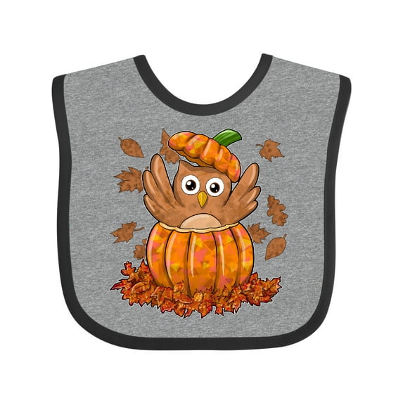 Inktastic Owl in a Pumpkin- Cute for Halloween and Thanksgiving Boys or Girls Baby Bib