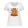 thumbnail image 1 of Inktastic Owl in a Pumpkin Cute for Halloween and Thanksgiving Women's Plus Size T-Shirt, 1 of 5