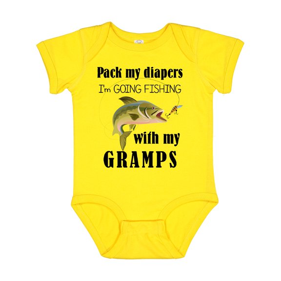 Inktastic Pack My Diapers I Am Going Fishing with Gramps Boys or Girls Baby Bodysuit