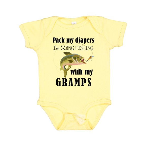 Inktastic Pack My Diapers I Am Going Fishing with Gramps Boys or Girls Baby Bodysuit