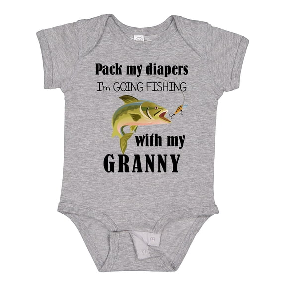 Inktastic Pack My Diapers I Am Going Fishing with Granny Boys or Girls Baby Bodysuit