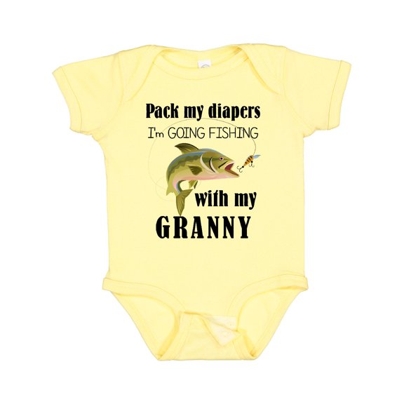 Inktastic Pack My Diapers I Am Going Fishing with Granny Boys or Girls Baby Bodysuit