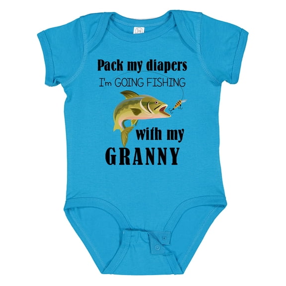 Inktastic Pack My Diapers I Am Going Fishing with Granny Boys or Girls Baby Bodysuit