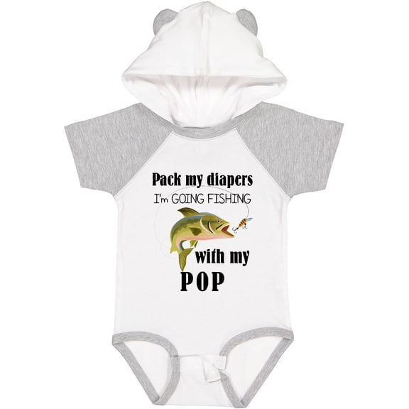 Inktastic Pack My Diapers I Am Going Fishing with Pop Boys or Girls Baby Bodysuit