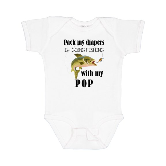 Inktastic Pack My Diapers I Am Going Fishing with Pop Boys or Girls Baby Bodysuit