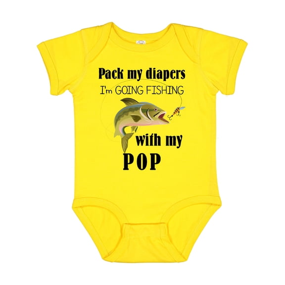 Inktastic Pack My Diapers I Am Going Fishing with Pop Boys or Girls Baby Bodysuit