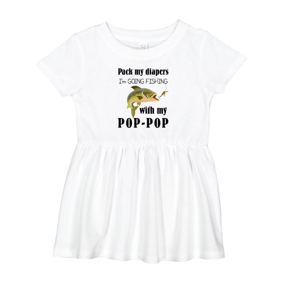 Inktastic Pack My Diapers I Am Going Fishing with Pop-pop Girls Baby Dress
