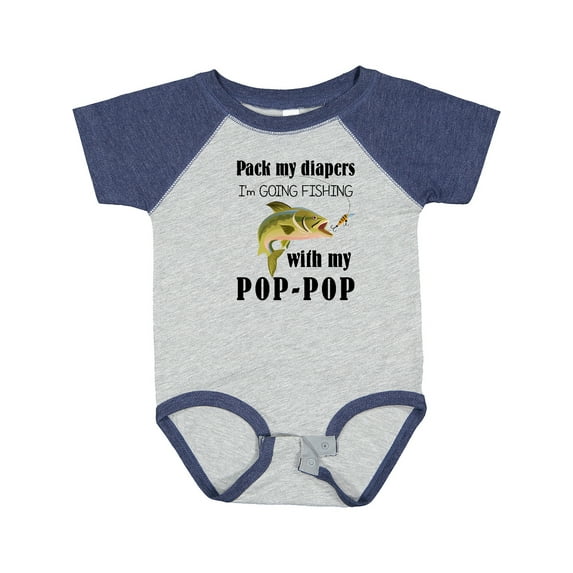 Inktastic Pack My Diapers I Am Going Fishing with Pop-pop Boys or Girls Baby Bodysuit
