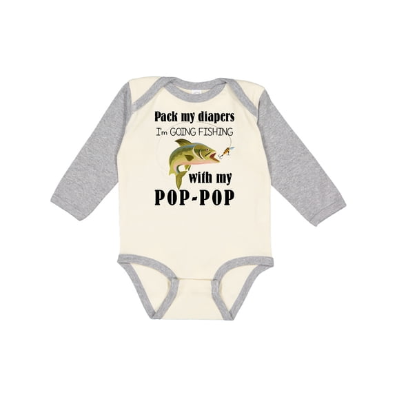 Inktastic Pack My Diapers I Am Going Fishing with Pop-pop Boys or Girls Long Sleeve Baby Bodysuit