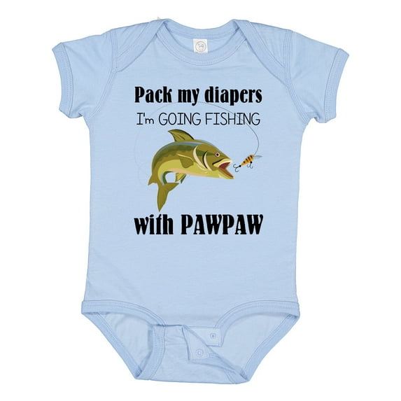 Inktastic Pack My Diapers I'm Going Fishing with Pawpaw Boys or Girls Baby Bodysuit