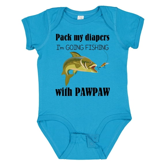 Inktastic Pack My Diapers I'm Going Fishing with Pawpaw Boys or Girls Baby Bodysuit