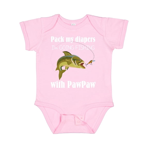 Inktastic Pack My Diapers I'm Going Fishing with Pawpaw (white) Boys or Girls Baby Bodysuit
