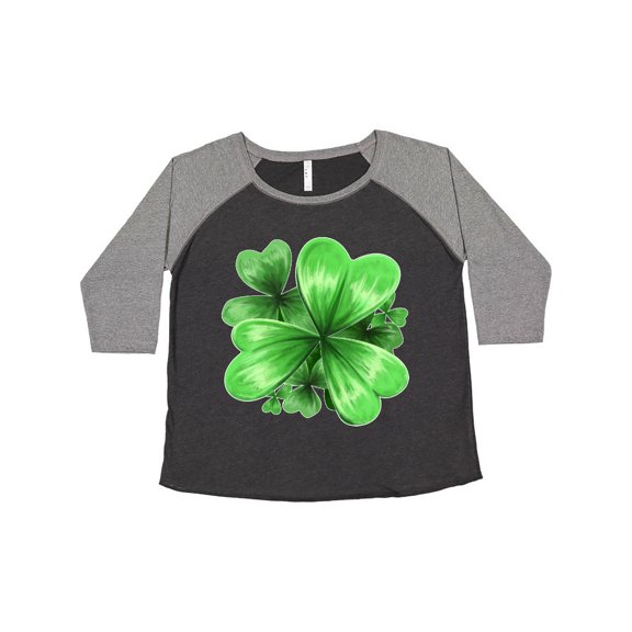 Inktastic Painted Clover Patch Shamrocks for St. Patricks Day Women's Plus Size T-Shirt