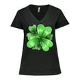 thumbnail image 1 of Inktastic Painted Clover Patch Shamrocks for St. Patricks Day Women's Plus Size V-Neck T-Shirt, 1 of 5