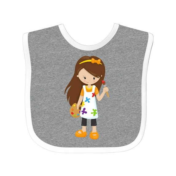 Inktastic Painter, Paint Artist, Cute Girl, Brown Hair Girls Baby Bib