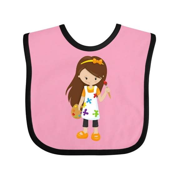 Inktastic Painter, Paint Artist, Cute Girl, Brown Hair Girls Baby Bib