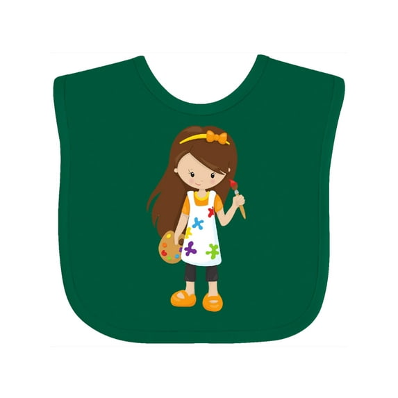 Inktastic Painter, Paint Artist, Cute Girl, Brown Hair Girls Baby Bib