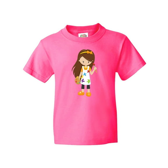 Inktastic Painter, Paint Artist, Cute Girl, Brown Hair Youth T-Shirt