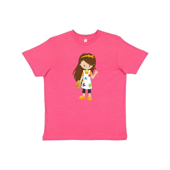 Inktastic Painter, Paint Artist, Cute Girl, Brown Hair Youth T-Shirt