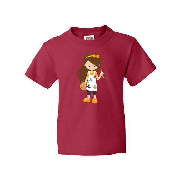 Inktastic Painter, Paint Artist, Cute Girl, Brown Hair Youth T-Shirt