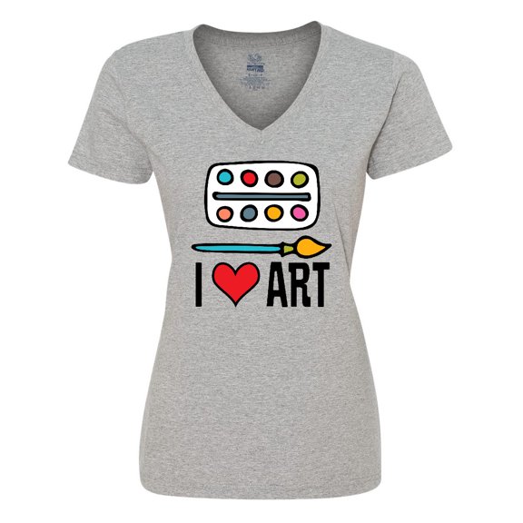 Inktastic Painting I Love Art Women's V-Neck T-Shirt