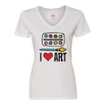 thumbnail image 1 of Inktastic Painting I Love Art Women's V-Neck T-Shirt, 1 of 5