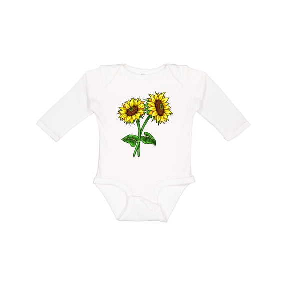 Inktastic Pair of Sunflowers Boys or Girls Long Sleeve Baby Bodysuit