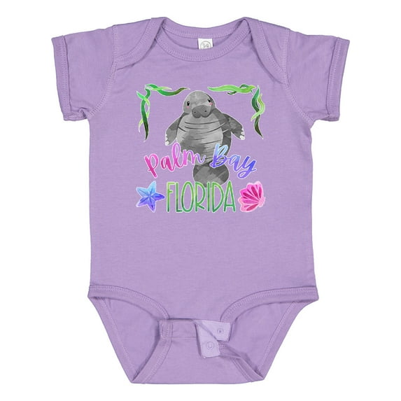 Inktastic Palm Bay Florida Cute Swimming Manatee Boys or Girls Baby Bodysuit