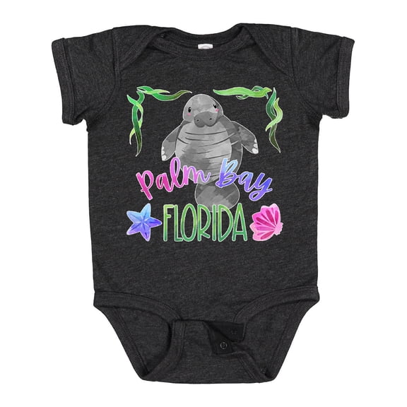 Inktastic Palm Bay Florida Cute Swimming Manatee Boys or Girls Baby Bodysuit