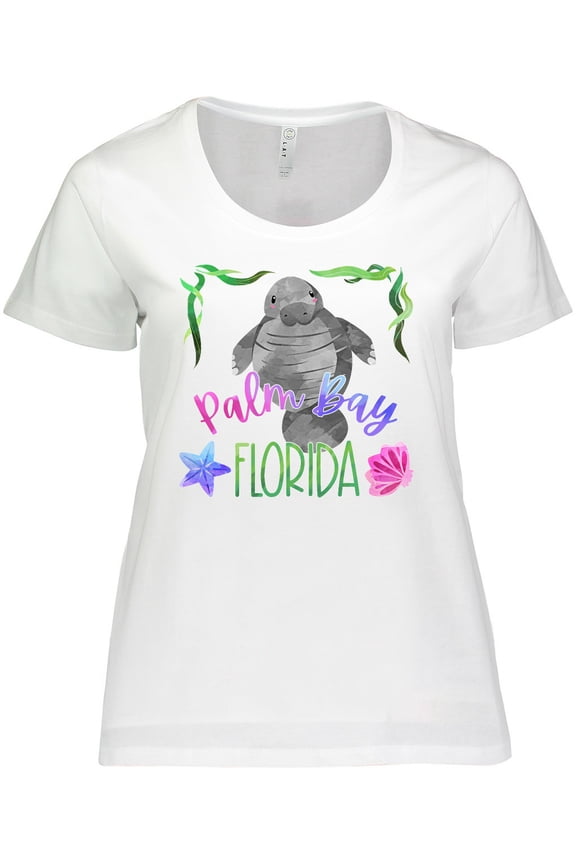 Palm Bay Florida Cute Swimming Manatee Women's Plus Size T-Shirt