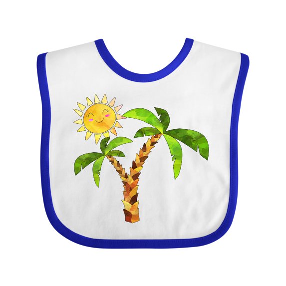 Inktastic Palm Trees with Cute Smiling Sun Boys or Girls Baby Bib