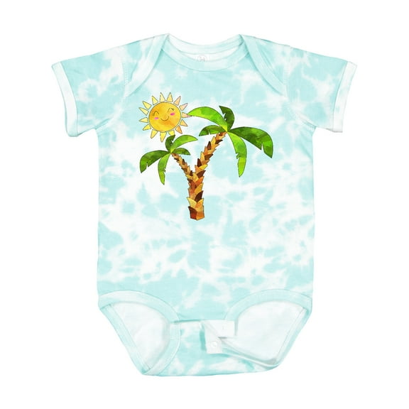 Inktastic Palm Trees with Cute Smiling Sun Boys or Girls Baby Bodysuit